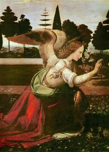 O detalhe da Anunciação do anjo, c.1472-75 óleo sobre madeira